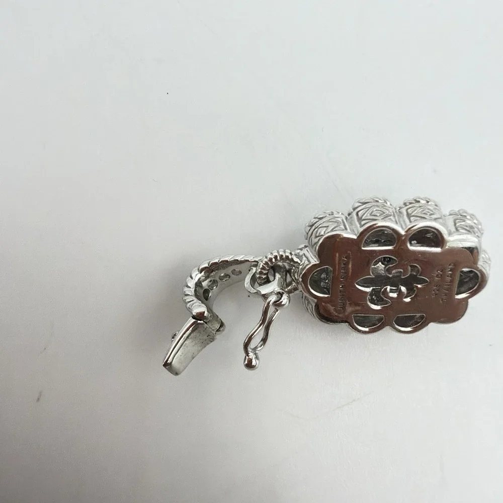 Vtg Judith Ripka Sterling Silver Enhancer Pendant Ornate Floral Pave CZ Thailand